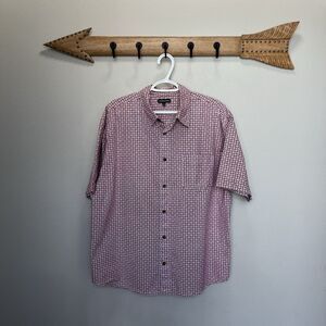Markham | Red Geometric Print Short Sleeve Button Shirt Men’s Large